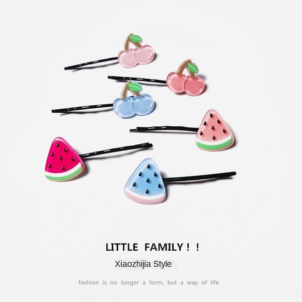 

cute watermelon cherry aixi cherry clip hairpin set broken hairpin children parent-child clip, Slivery;white