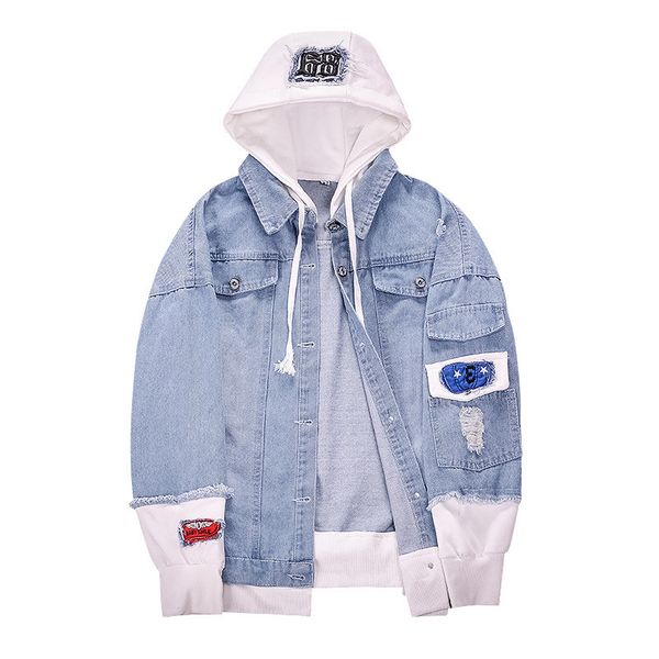 

hooded fashionable denim jacket men 2019, Black;brown