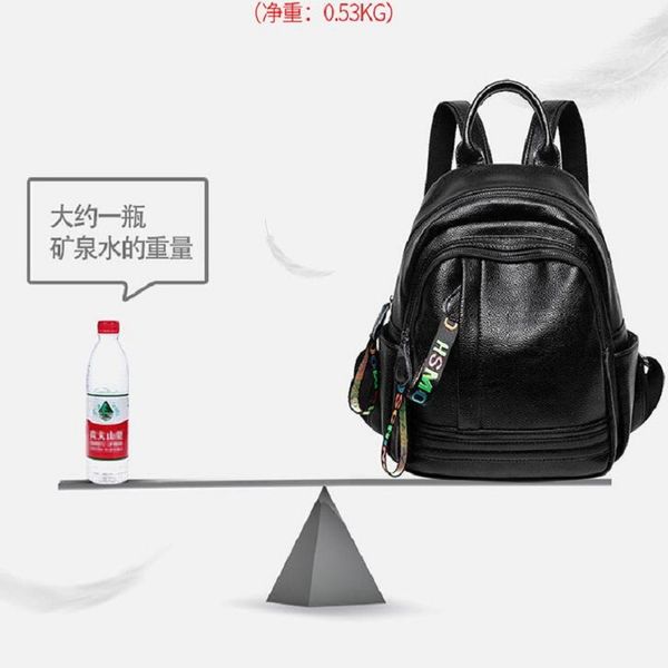 

2019 new fashion trend wild leather backpack ladies casual bag black#0002