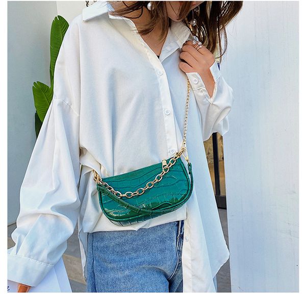 

new women hand bag 2020 classic women chain crossdoby bag retro shoulder solid color stone pattern female small square bags