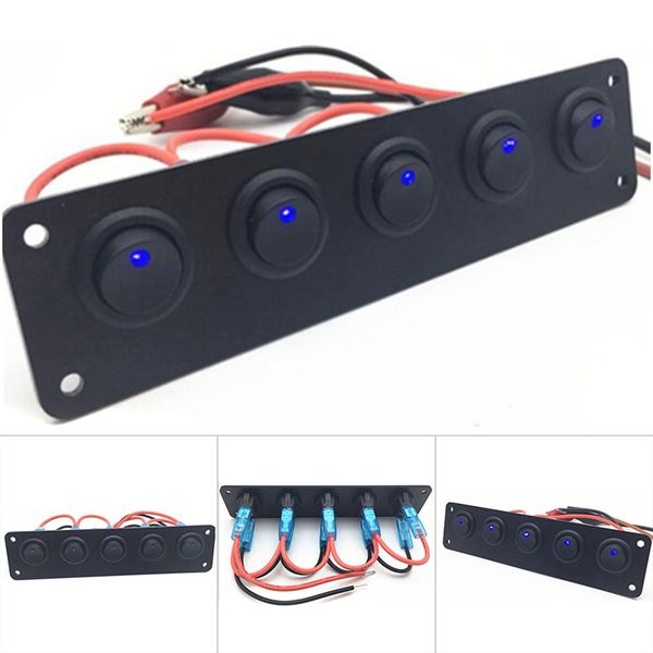 

1 pcs 5 gang switch panel control with led light durable portable for car boat f-best
