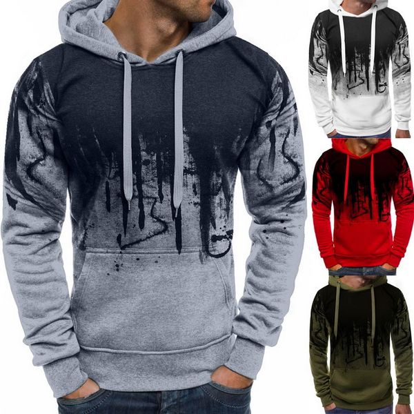

calofe autumn winter hooded sweatshirts brands men print pullover sweatshirt male casual long sleeve sudaderas hombre, Black