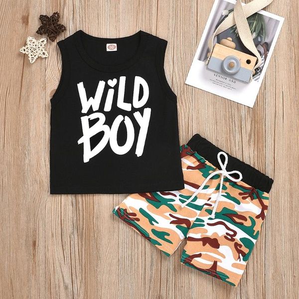 

baby boy clothes 18 24 months summer sleeveless letter print vest tank camouflage print shorts set abbigliamento bambino, White