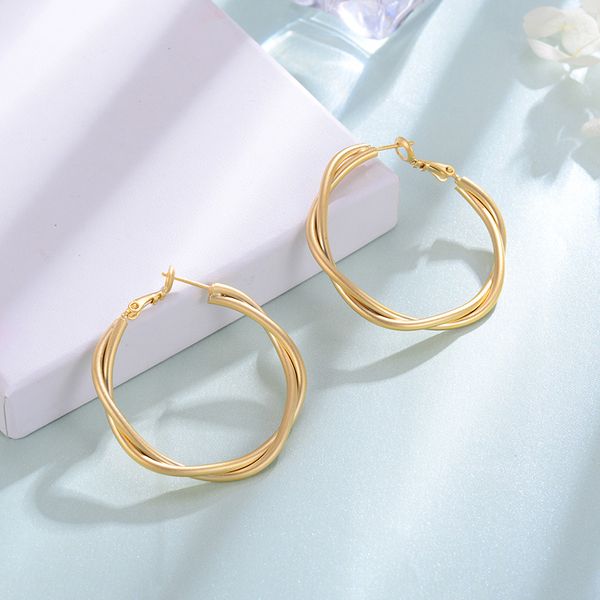 

big dangler gold ear accessories for girl two layers irregular fashion jewelry quality zinc alloy drop earring big circle brinco, Silver
