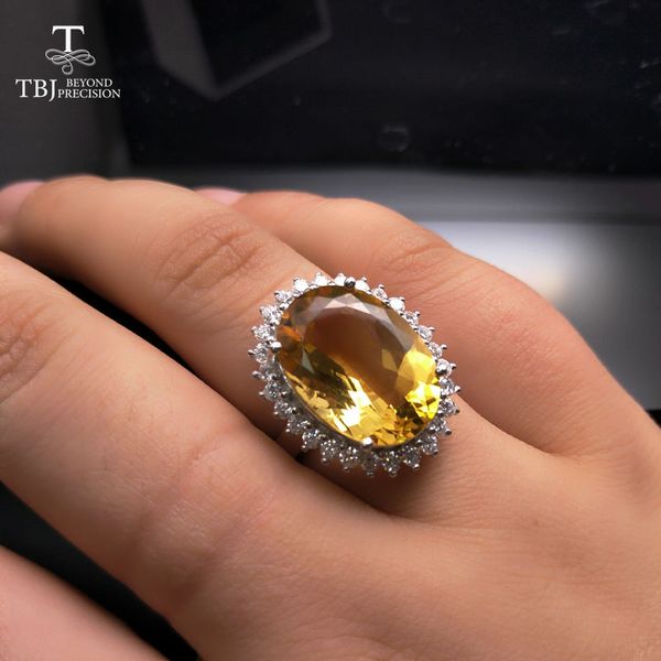 

tbj,natural big citrine oval13*18mm diana gemstone ring in silver for wedding engagement anniversary party as gift lady, Black