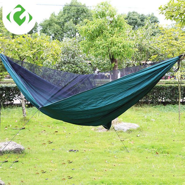 

cubic tenttwo-person portable outdoor camping hammock with mosquito net high strength parachute fabric hanging bed hunting sleeping swing