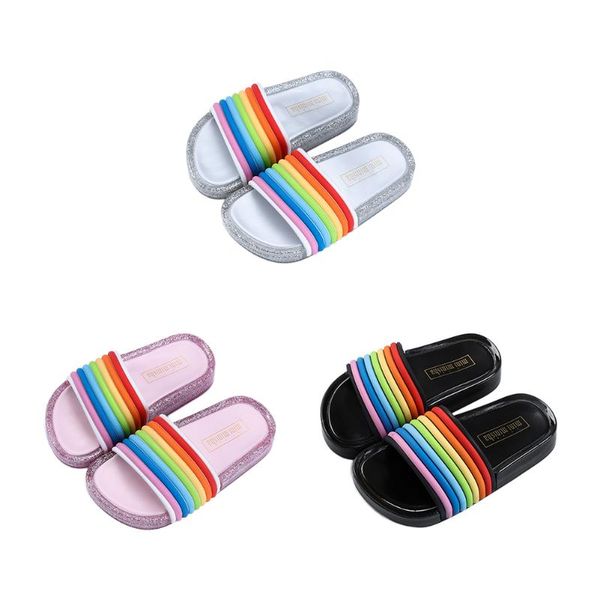 

baby boy девушка радуга тапочки лето led прохладный мягкие non-slip главная обувь, Black;red