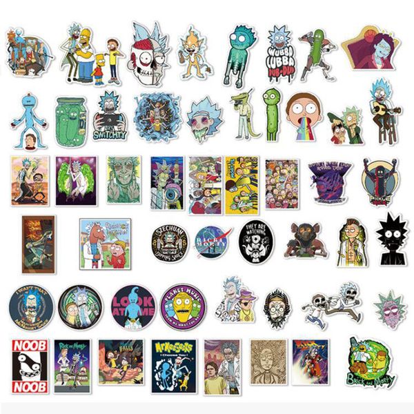

50pcs/set drama pickle rick and morty stickers decal for snowboard lapluggage car fridge diy styling vinyl home decor f4