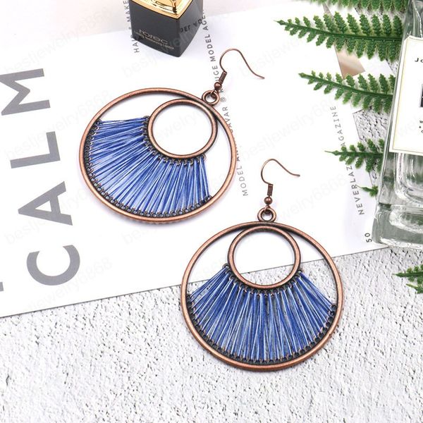 

fashion jewelry women's vintage creative handmade woven circle dangle earrings, Silver