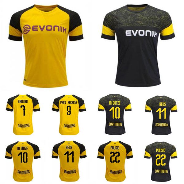 

2019 Mens Soccer Jerseys 9 PACO ALCACER 7 SANCHO 22 PULISIC 10 M. GOTZE 11 REUS Home Away Camisetas Futbol Camisas Maillot Football Shirt