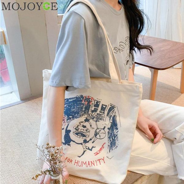 

women canvas shoulder bag ladies pure cotton cloth handbag foldable shopping tote students' simple eco environmental shopper bag