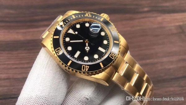 

2018 rolse u1 factory submersible 116618ln gold diving movement watch sapphire asia original 2813 precision stainless steel ceramics watch, Slivery;brown