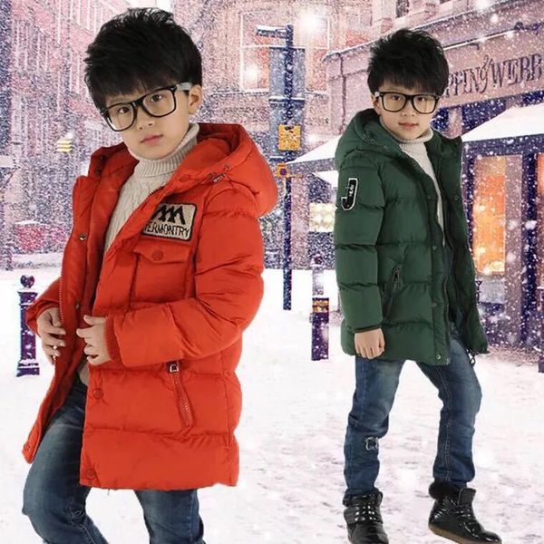 

baby winter new down jacket boy cotton jacket children's letter printed cotton clothing plus velvet thick warm hoodedcoat, Blue;gray