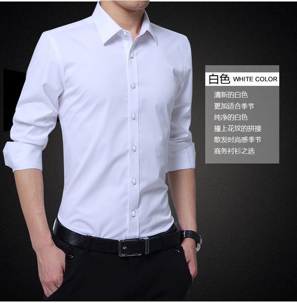 

men's shirt men's long sleeve business casual shirt self-cultivation korean version handsome cotton trendy clothing spring, White;black