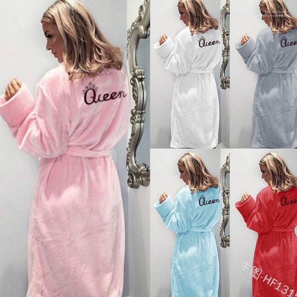 

clothing women sleepwear rope flannel queen nightgown pajamas spring autumn winter nightcoats warm, Black;red