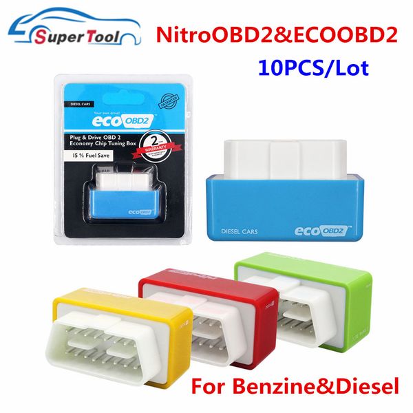 

10pcs/lot nitro obd2 ecoobd2 car fuel saver nitroobd2 e co obd 2 diesel benzine ecu chip tuning box plug driver eco/nitro obd2