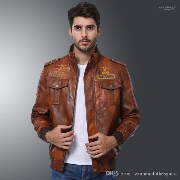 

молния куртки мода уличная повседневная тонкий пальто мужские промытые старинные pu верхняя одежда стенд воротник с длинным рукавом, Black;brown