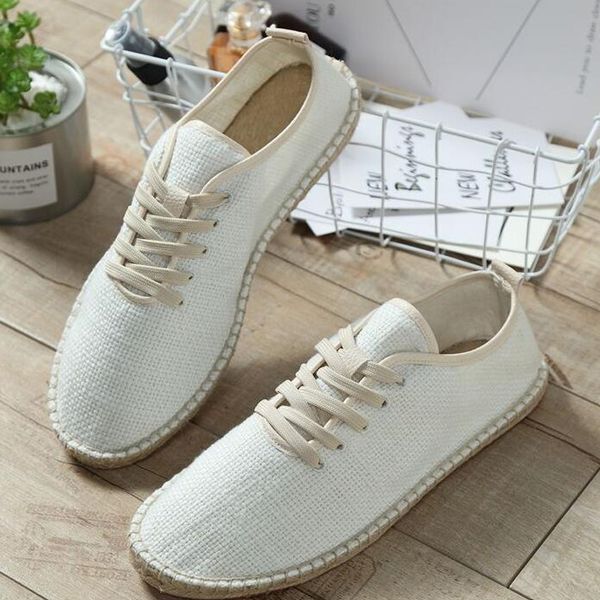 

2019 new men canvas casual shoes breathable loafers black white shoes fashion men espadrilles fisherman u4-43