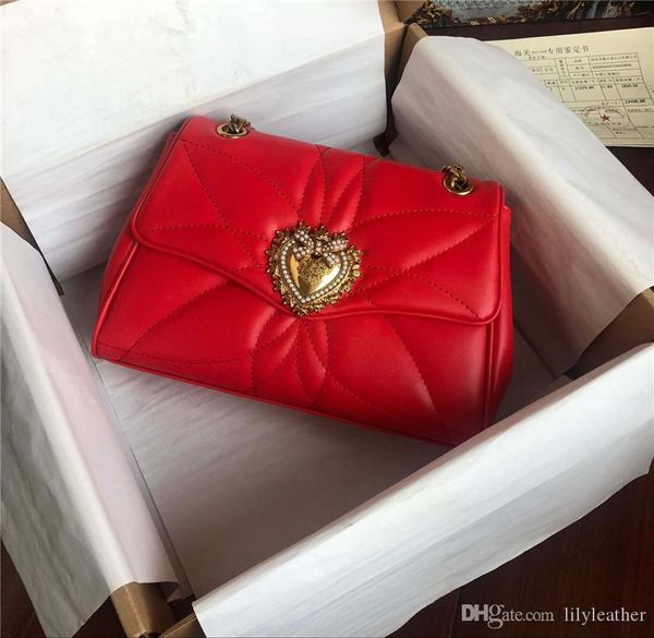 

2019 d new style pattern line thread heart-shaped women leather handbag single shoulder tote messenger layer sheepskin 26cm