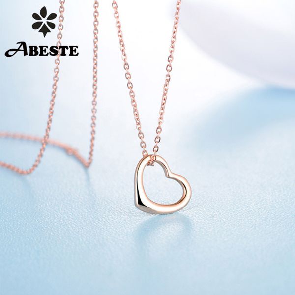 

ani 18k au750 solid rose gold chain women engagement necklace mini anniversary birthday gift heart shape fashion gold pendant, Silver