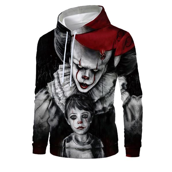 

mens designer clown and girl 3d digital printing sweater with hat, Black