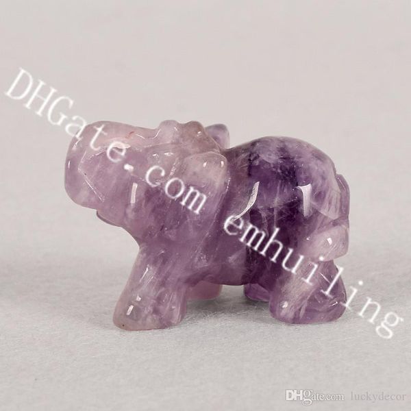 

10pcs new genuine natural amethyst lucky amulet pocket elephant healing purple crystal carved bowlder gemstone ornaments specimen home decor