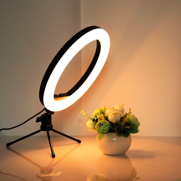

10" selfie ring light with tripod stand & cell phone holder for live stream makeup - dimmable led camera ringlight for youtube tiktok v