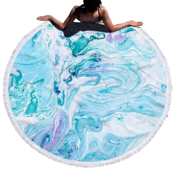 

large marble round beach towel colorful quicksand pattern microfiber shower towel travel blanket swimming cover ups, White;black