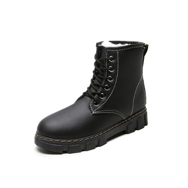 

black patent leather ankle boots for women lace up platform boots women winter warm plush street style shoes