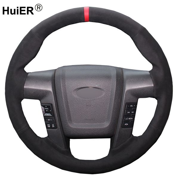 

hand sewing car steering wheel cover suede braid on the steering wheel for f-150 f150 svt raptor 2010 2011 2012 2013 2014