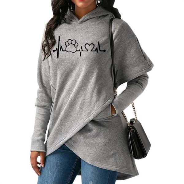 

split dog love letters print hoodies for women sweatshirts kawaii hoodies funny thick print corduroy creative and for, Black