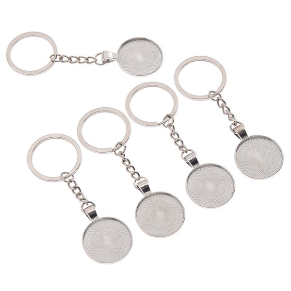 

lychee 5pcs cabochon keychain base settings metal key ring accessories diy trays for key chain making, Silver