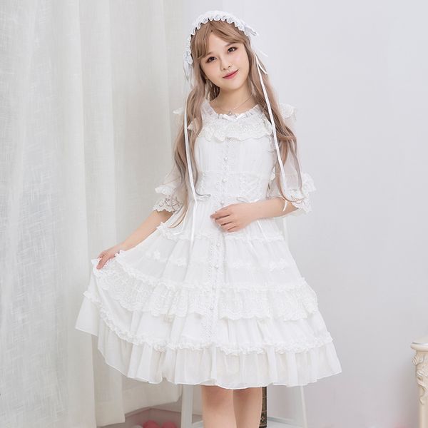 

princess sweet lolita dress retro lace bowknot sleeve elegant victorian dress kawaii girl gothic lolita jsk loli cos, Black;red
