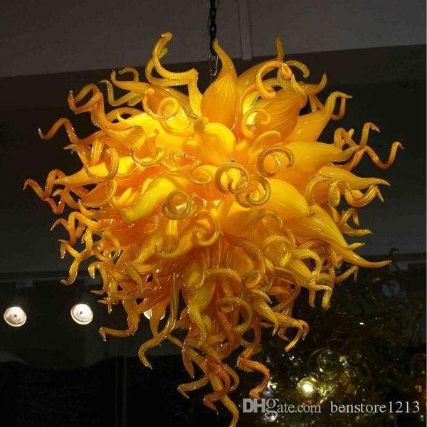 

100% mouth blown glass art pendant light yellow color chandelier lighting hand blown glass venetian murano chandelier