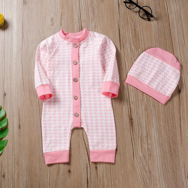 

newborn baby girl rompers casual fashion baby girl printing long sleeve rompers and hat kids 2pcs outfit set, Blue