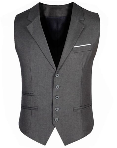 2020 Casual Men Vest Suit Slim Fit Black Waistcoat Vest Single