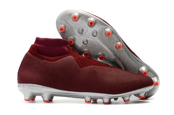 

2019 men knitted fg/ag football shoes outdoor vision college mg shadow series football shoes white red non-slip football boots