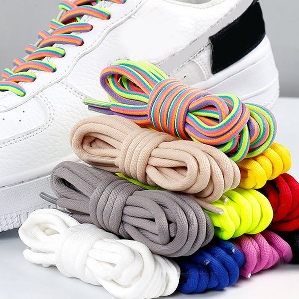 

women classic casual multi-color round twisted long shoe laces for sneakers durable sports boots shoelaces string, Black