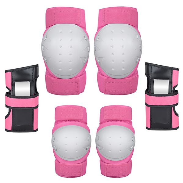 

6 pcs/set knee durable skating protective gear high density thick adjustable roller wrist guard elbow pad cycling sports, Black;gray