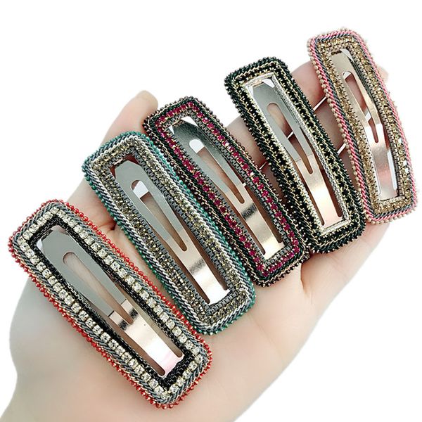 

color strip small rhinestone hairpin rectangular hair clip side clip retro bb clips chic hair accessories for women headdress