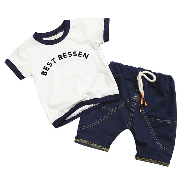 

fashion summer children boys girls clothes kids cotton letter t-shirt short 2pcs/sets toddler clothing sets infants tracksuits t200526, White
