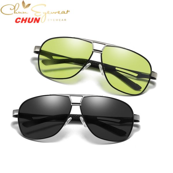 

anti-glare polarized pchromic sunglasses copper alloy car drivers night vision goggles polarized driving glasses m335 +case, White;black