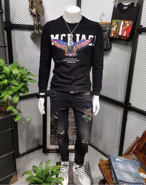 

2019 autumn and winter men 's knitted sweater bf191028#09y870, White;black