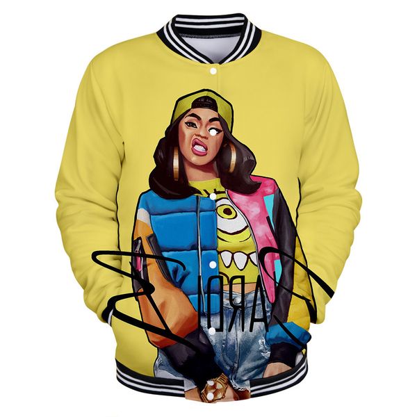 

hoodies u.s.a popularity female rap singer cardi b 3d digital printing leisure time baseball clothes hoodie, Blue;black