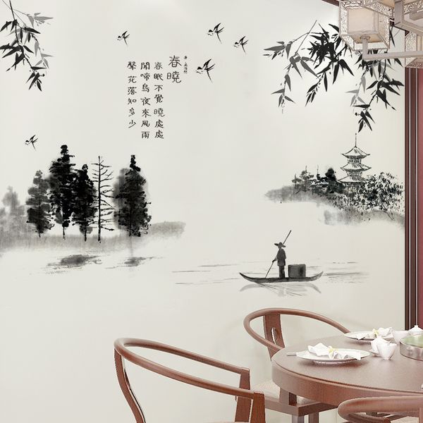 Esigner Stickers Shijuehezi Black Color Chinese Painting Stickers Interior Design Wall Decals For Living Room Decoration Furniture St Order Wall