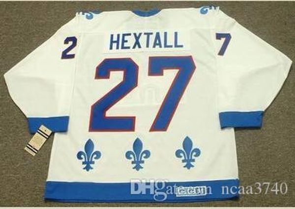 Homens para jovens personalizados Vintage #27 Ron Hextalls Quebec Nordiques