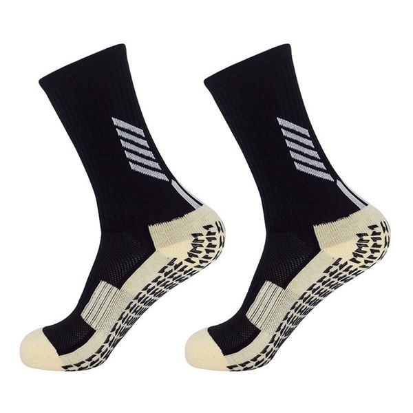 

adults anti slip soccer socks nylon non slip football basketball hockey socks wear resistant sports grip socks, Black