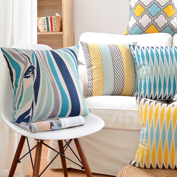 

45*45 cm animals zebra color geometric pillow cover case cotton linen cushion cover for sofa home decoration pillow covers