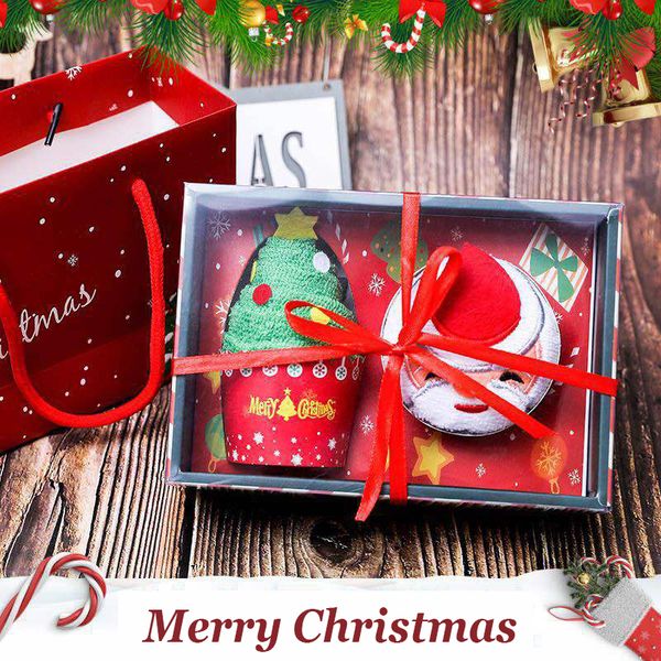 

christmas towel christmas tree santa claus snowman white green red