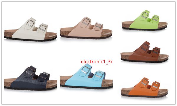

new famous brand nevada cork slippers with buckle for men and women flat sandals brik casual summer genuine leather slippers size 35-46